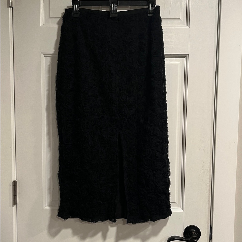 Lulu’s Luxurious Energy Black Tulle Rosette High-Waisted Midi Skirt in Black - Picture 4 of 13